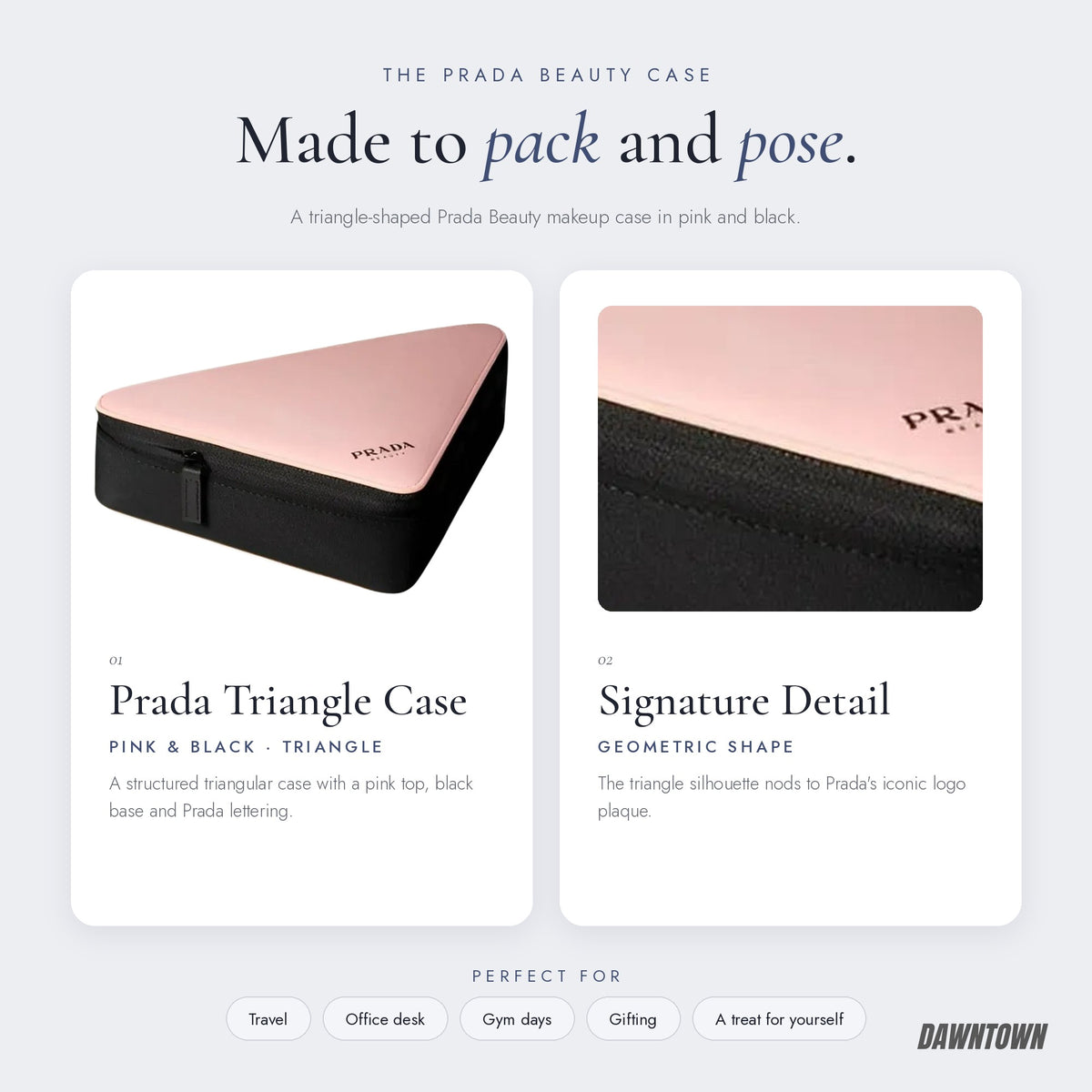 What's inside — Prada Beauty Triangle Pink Makeup Case