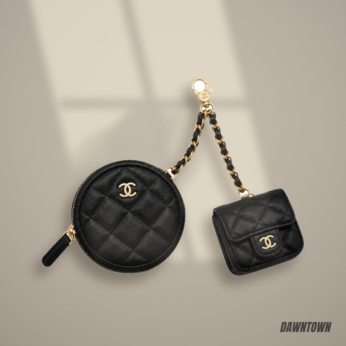 Lifestyle — Chanel Black Quilted Leather Coin Purse And Airpods Holder Set