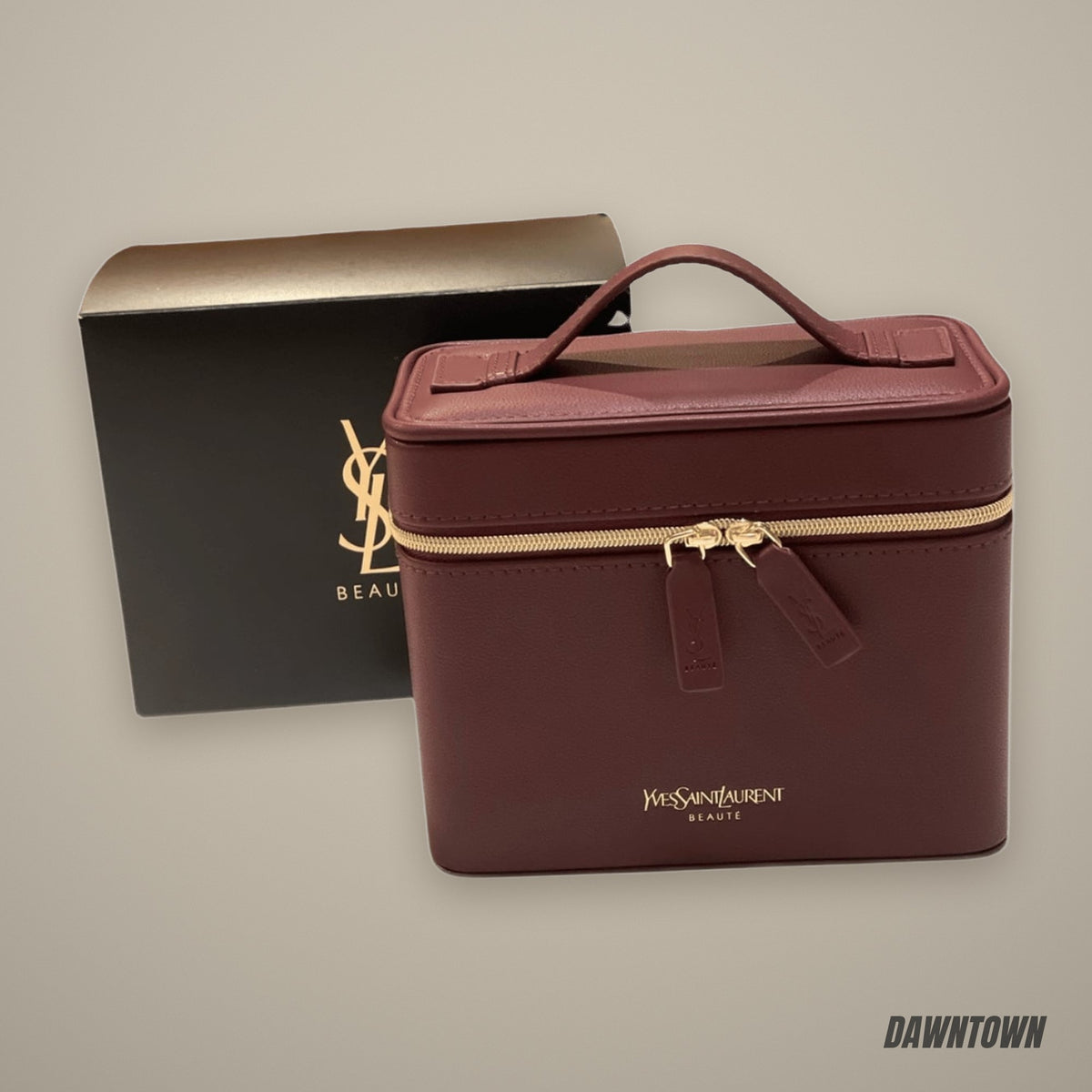 YSL Yves Saint Laurent Beauty Leather Vanity Case With Gold Hardware