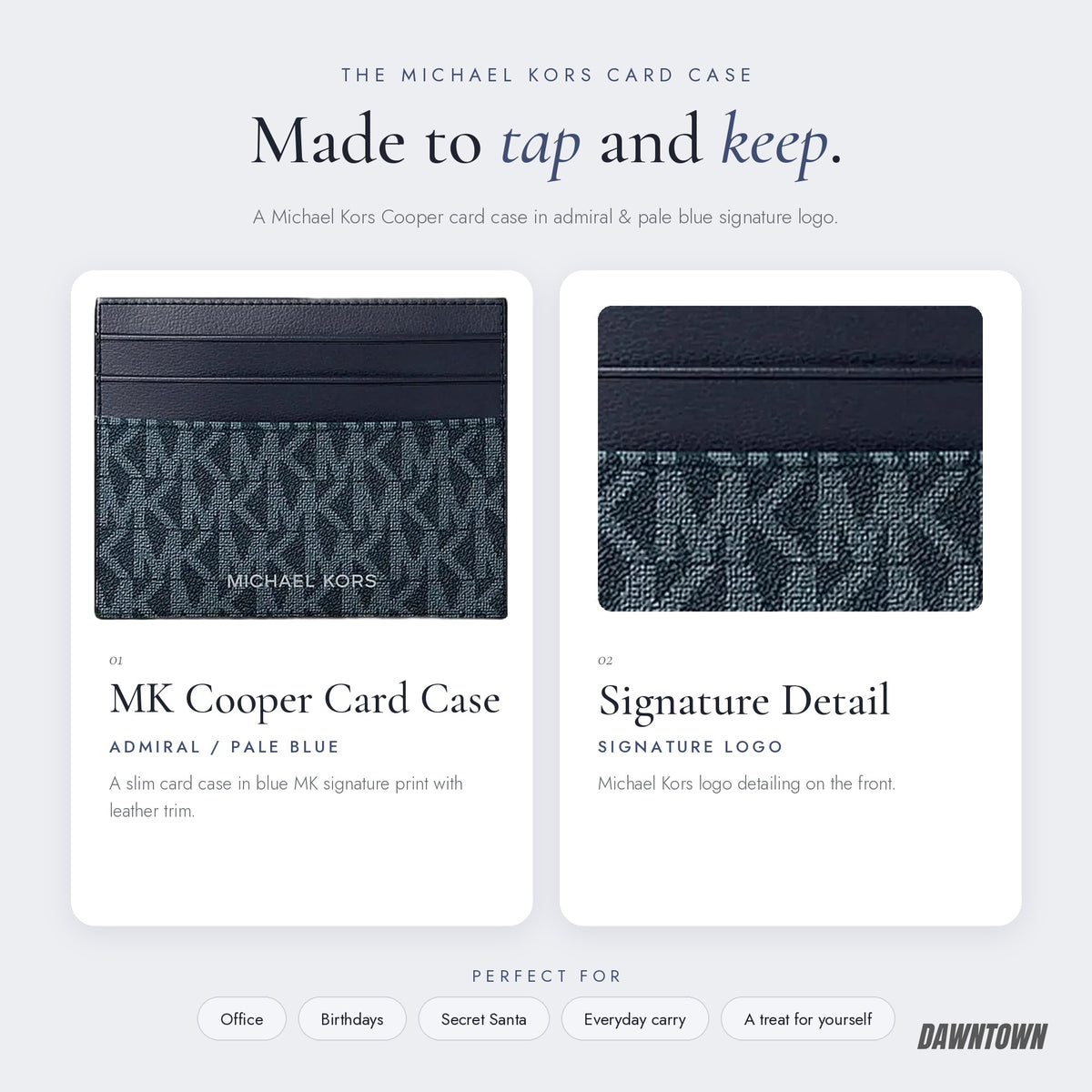 What's inside — Michael Kors Cooper Signature Logo Card Case Admrl/Plblue