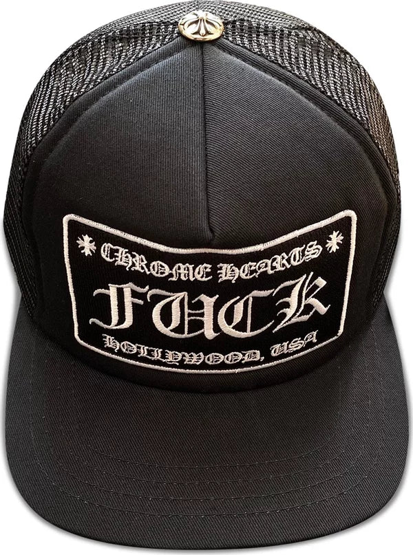 Chrome Hearts FUCK Hollywood Trucker Hat "Black"