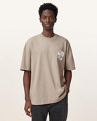 All Saints Orlando Logo Print Oversized T-Shirt Stone 'Taupe'