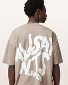 All Saints Orlando Logo Print Oversized T-Shirt Stone 'Taupe'