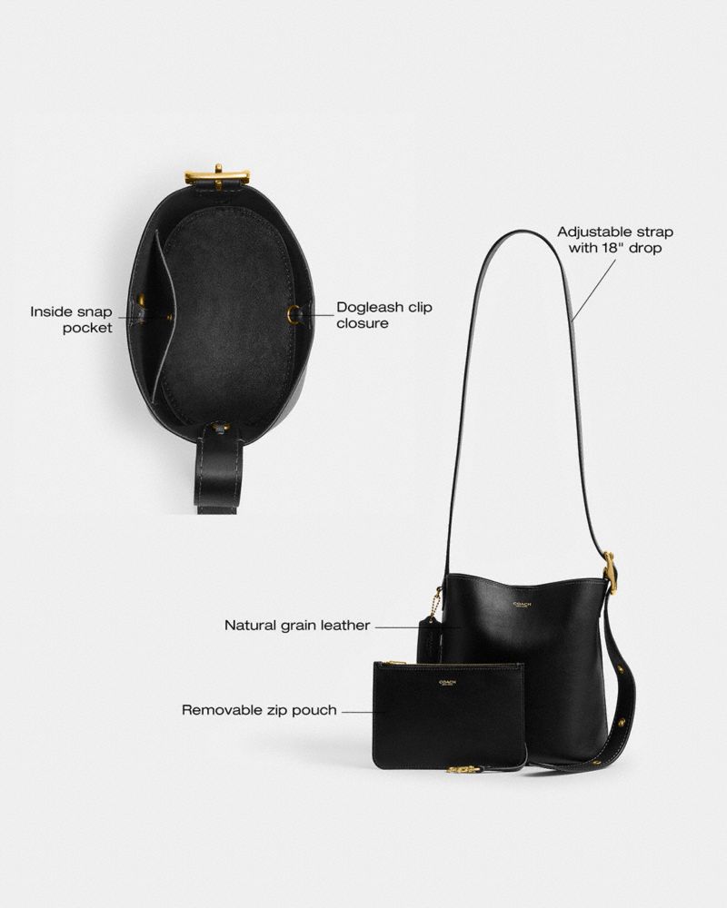 Coach Bleecker Bucket Bag 21 Brass Black – Dawntown