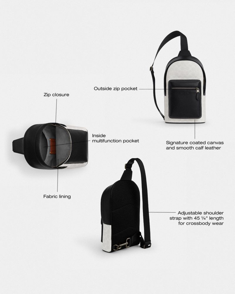 Coach West Pack In Signature Canvas Gunmetal Chalk Black