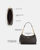 Coach Teri Shoulder Bag In Signature Canvas Gold Walnut Black