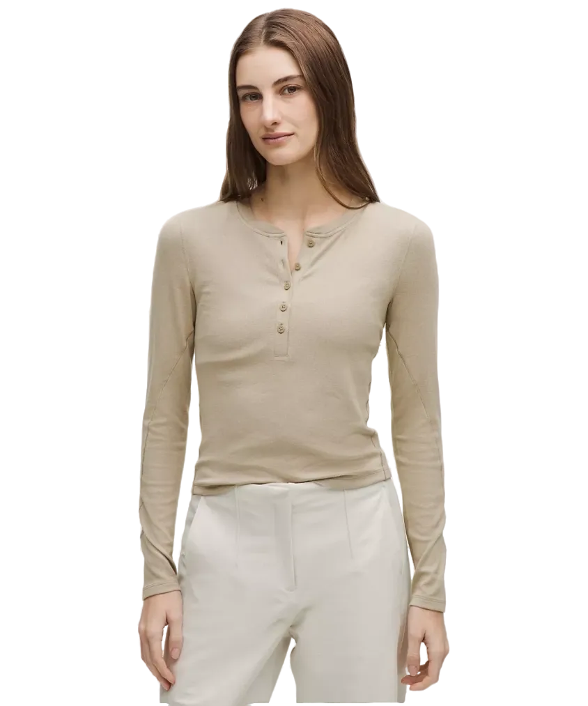 Lululemon Hold Tight Long-Sleeve Henley Sheer Oak