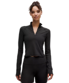 Lululemon It's Rulu Cropped Half Zip Updated Black
