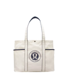 Lululemon Daily Multi-Pocket Canvas Tote Bag 20L Logo Natural/True Navy