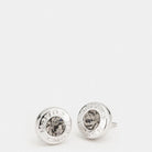 Coach Open Circle Stone Stud Earrings Silver
