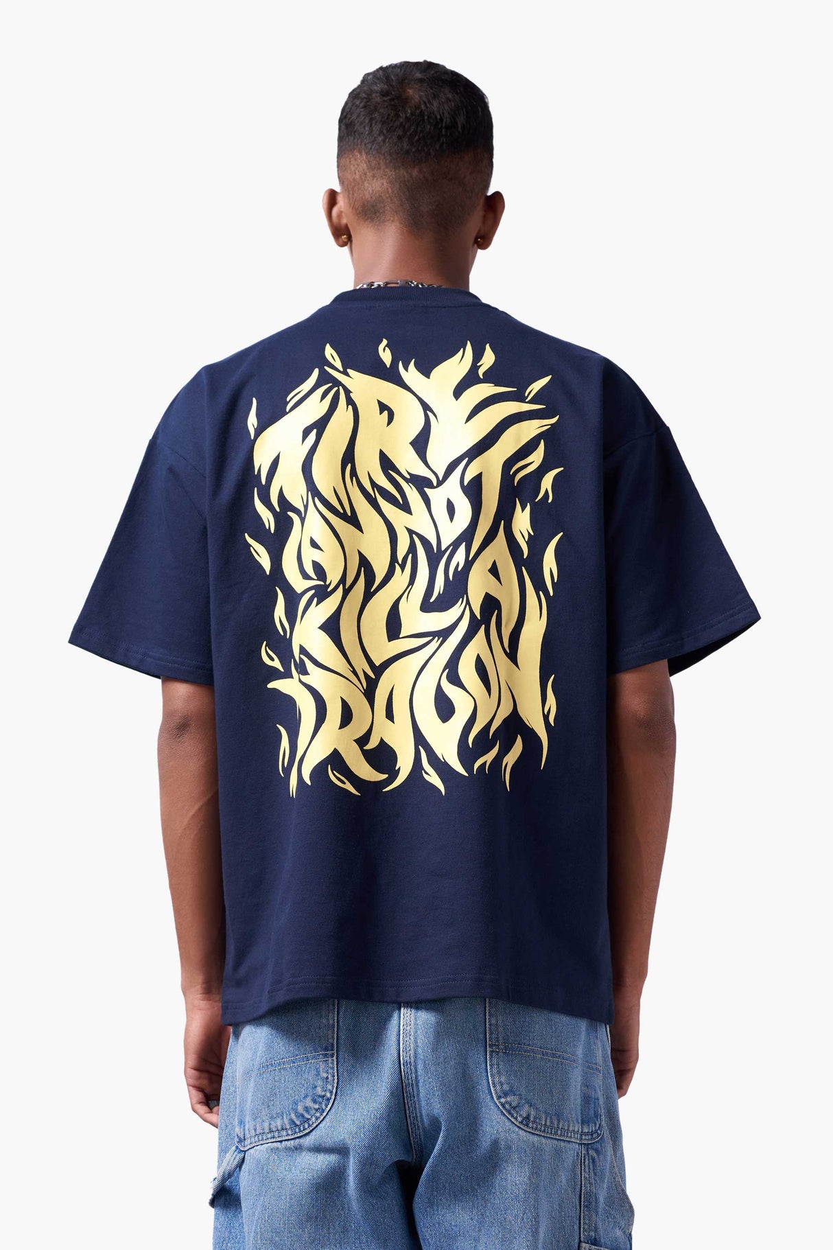 FIRE CANNOT KILL A DRAGON T-SHIRT - NAVY BLUE