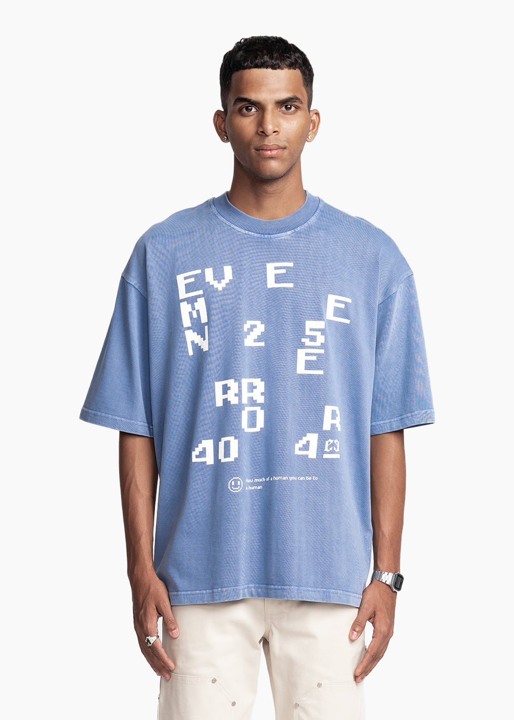 EVEMEN ERROR T-SHIRT - WASHED BLU