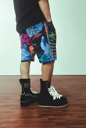 Graffiti Black Shorts - dawntown