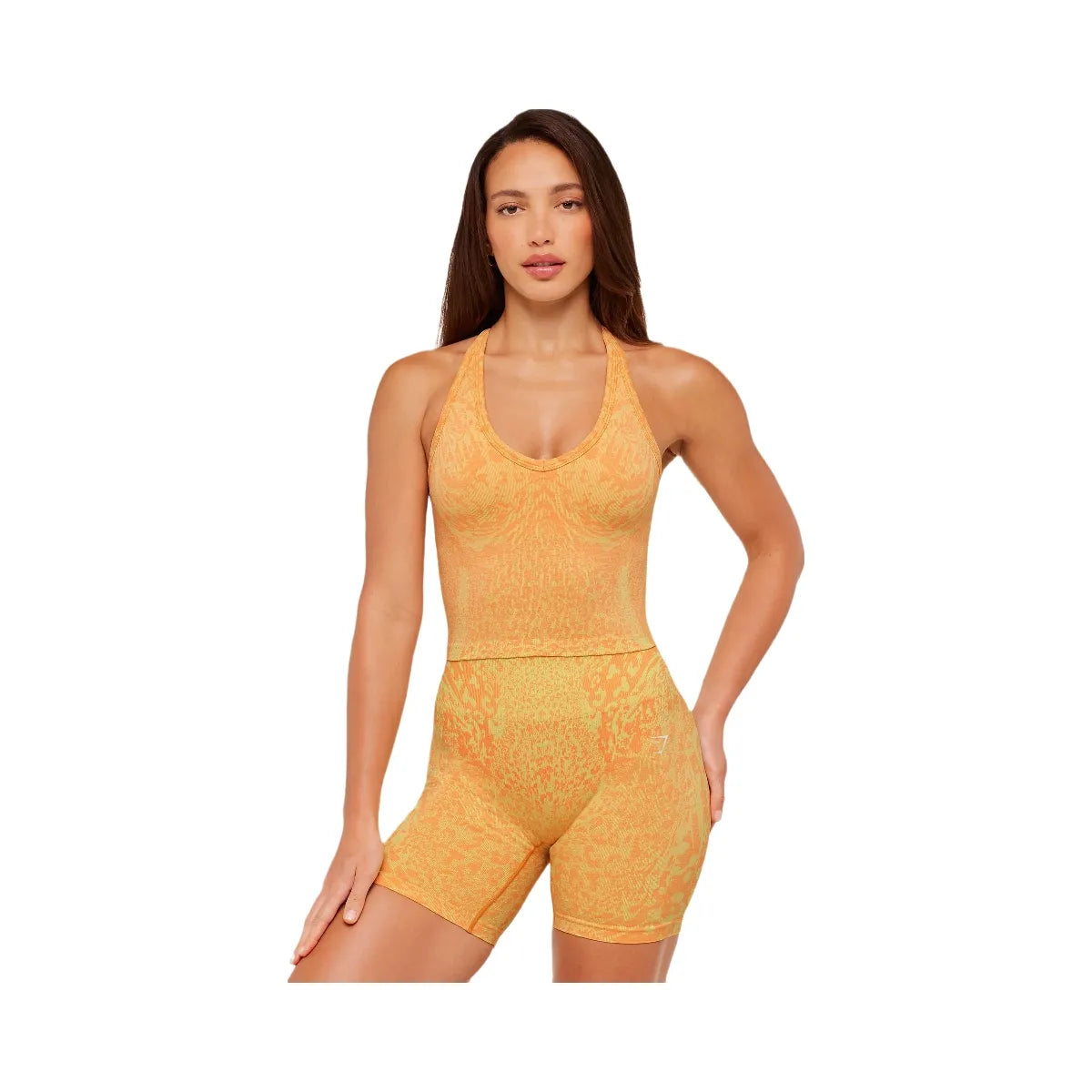 Gymshark Adapt Animal X Whitney Tank Top with Shelf "Sorbet Yellow Dayglow Peach"