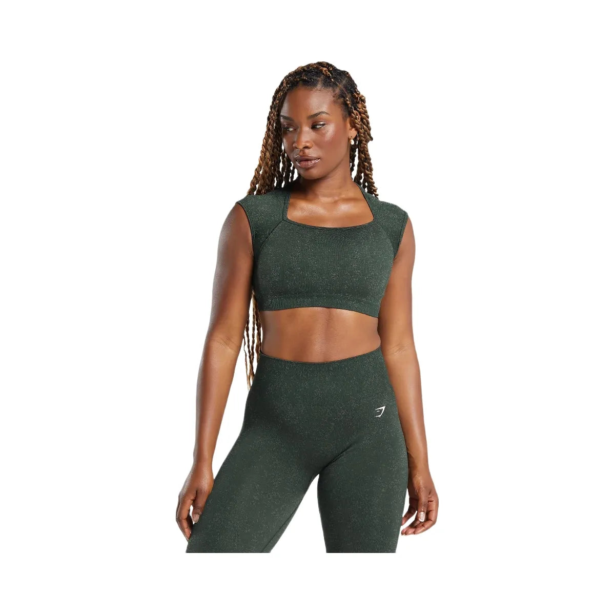 Gymshark Adapt Fleck Seamless Crop Top "Victory Green Unit Green"