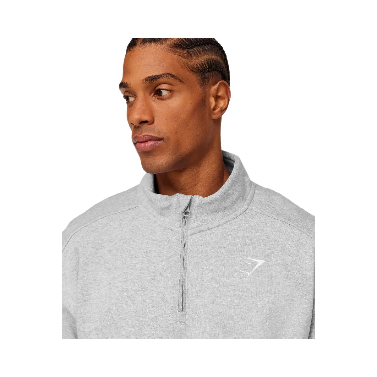 Gymshark Crest Oversized 1/4 Zip "Light Grey Core Marl"