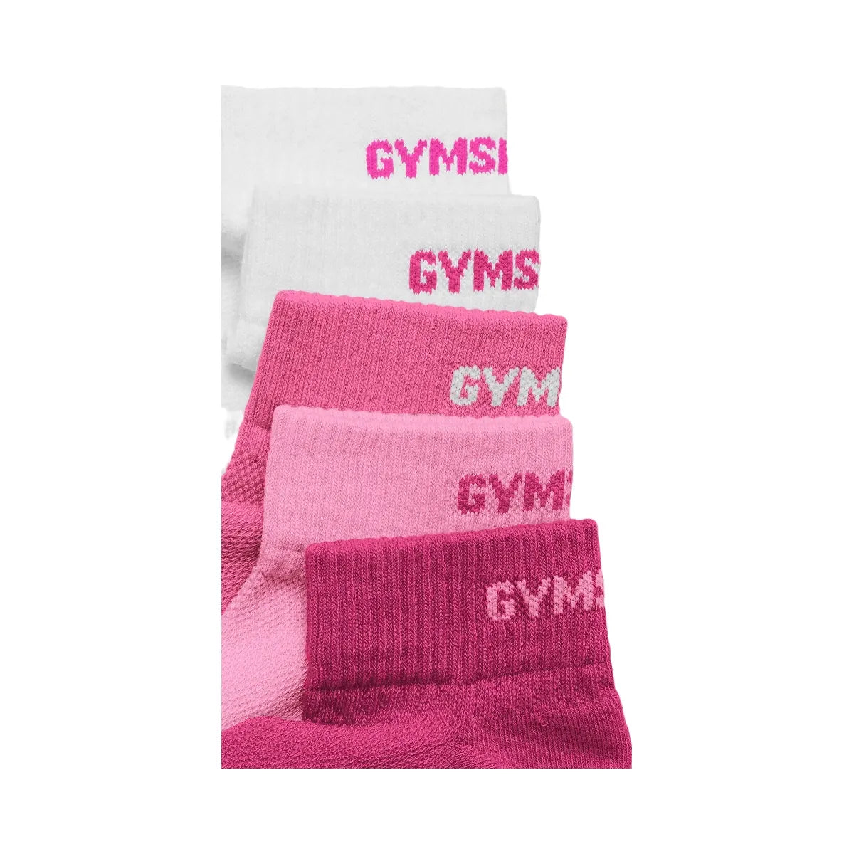 Gymshark Quarter Socks 5pk "Electric Pink Super-Set Pink Focus Pink White"