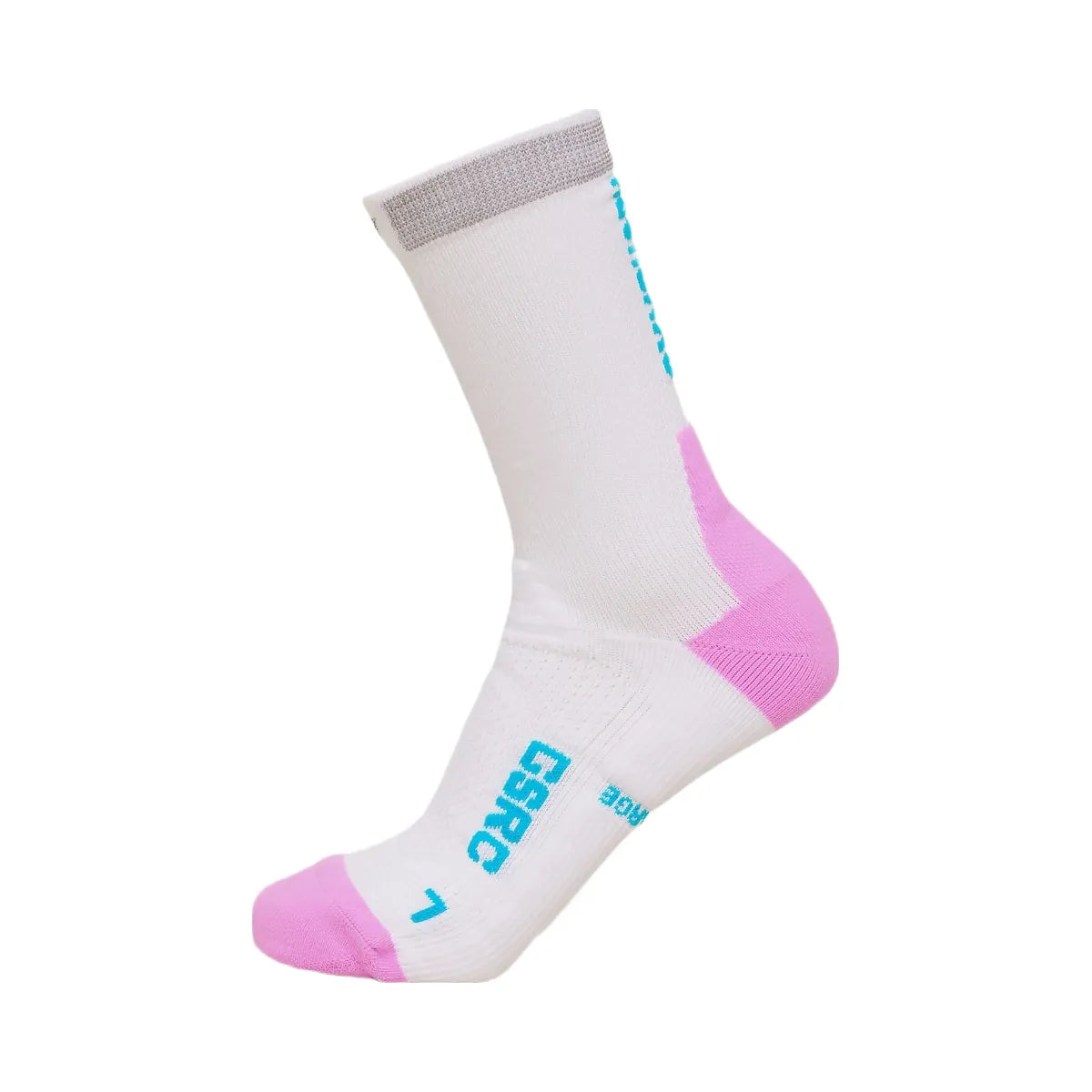 Gymshark Running Elite Crew Sock Single "White Brand Blue Sour Pink"
