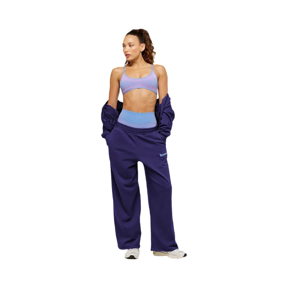 Gymshark Script Embroidery Wide Leg Pants "Indigo Purple"