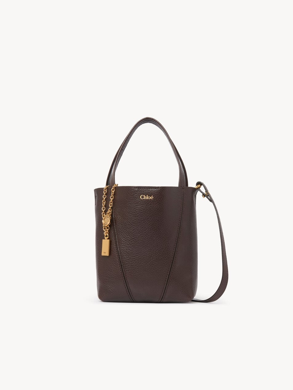 CHLOE Small Chloé Spin tote bag in grained leather Kohl Brown