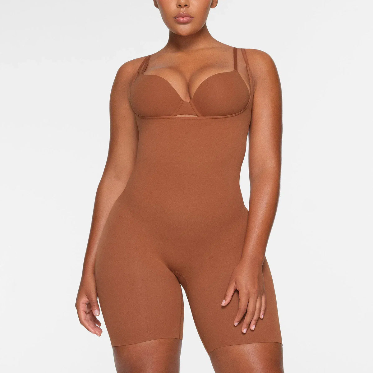 Skims Seamless Sculpt Open Bust Bodysuit Bronze
