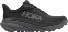 All-black Hoka running sneaker with thick cushioned sole and mesh upper for streetwear style