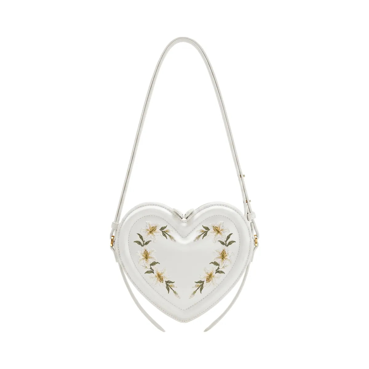 JW PEI Arlene Embroidered Heart Shape Crossbody Bag Milky White