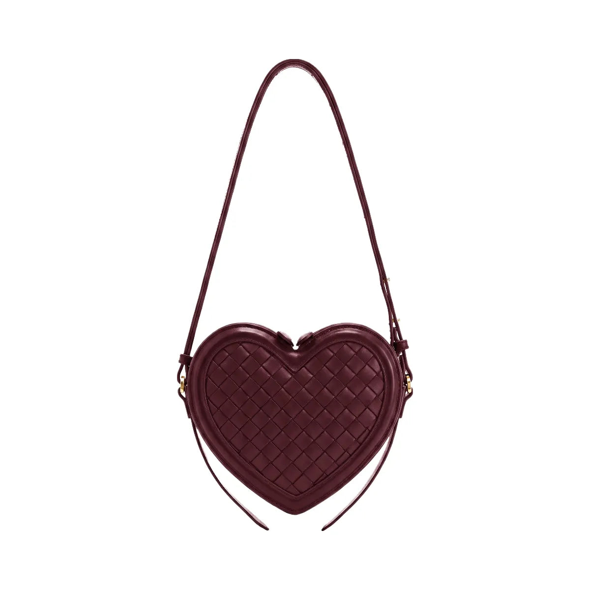JW PEI Arlene Woven Heart Shape Crossbody Bag Deep Burgundy