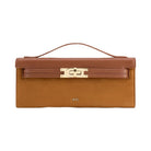 JW PEI Bria Faux Suede Structured Top Handle Bag Brown