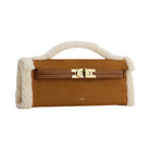 JW PEI Bria Faux Suede Structured Top Handle Bag Yellow Brown