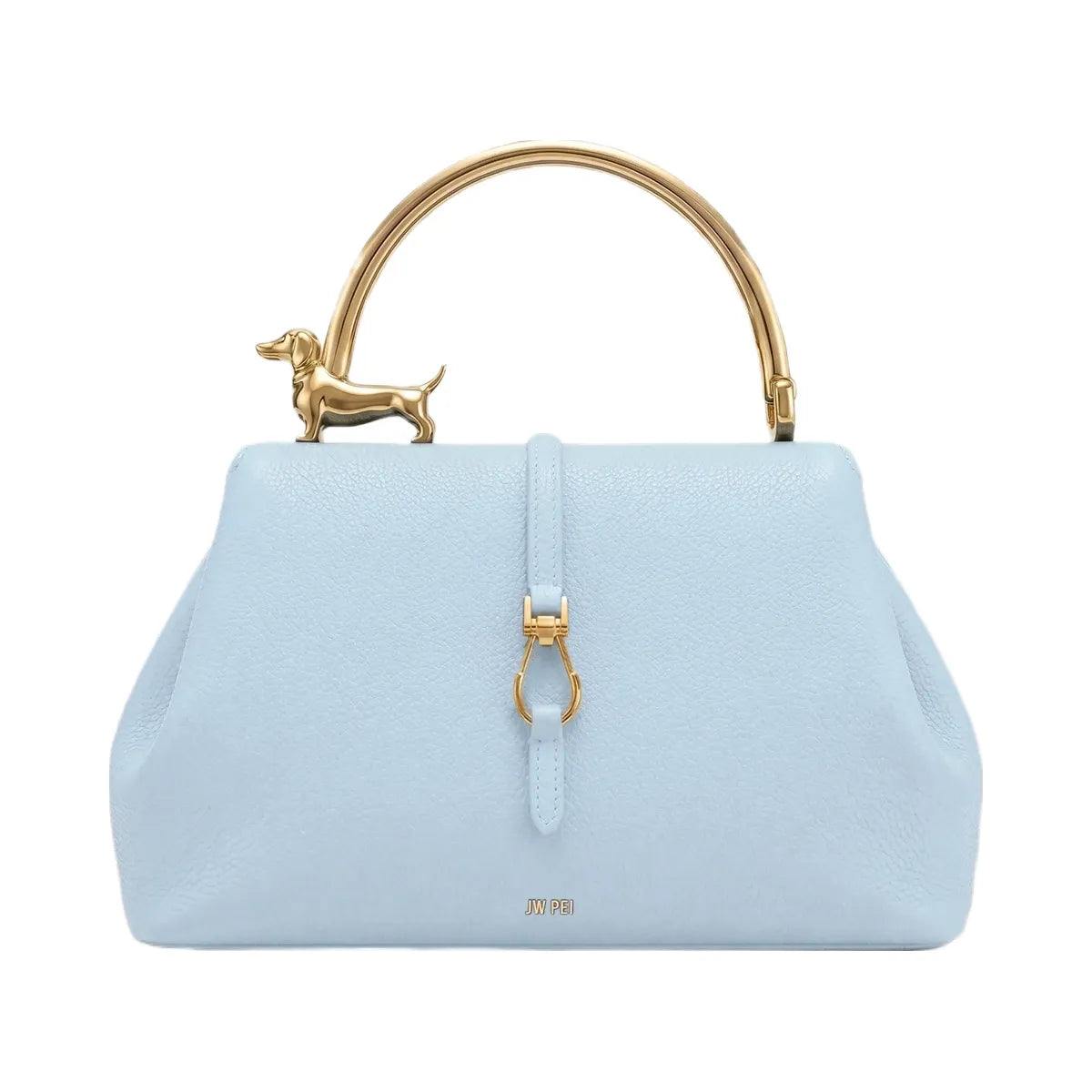 JW PEI Bruna Dachshund Metal Handle Top Handle Bag Light Blue