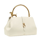 JW PEI Bruna Dachshund Metal Handle Top Handle Bag White