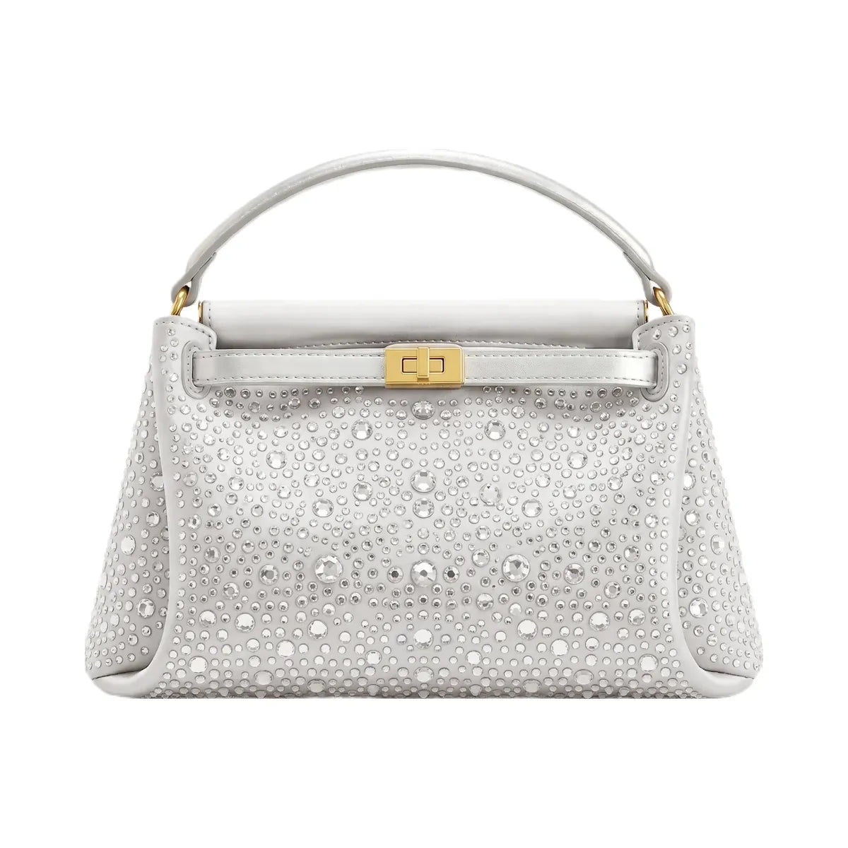 JW PEI Carmen Artificial Crystal Top Handle Bag Light Gray