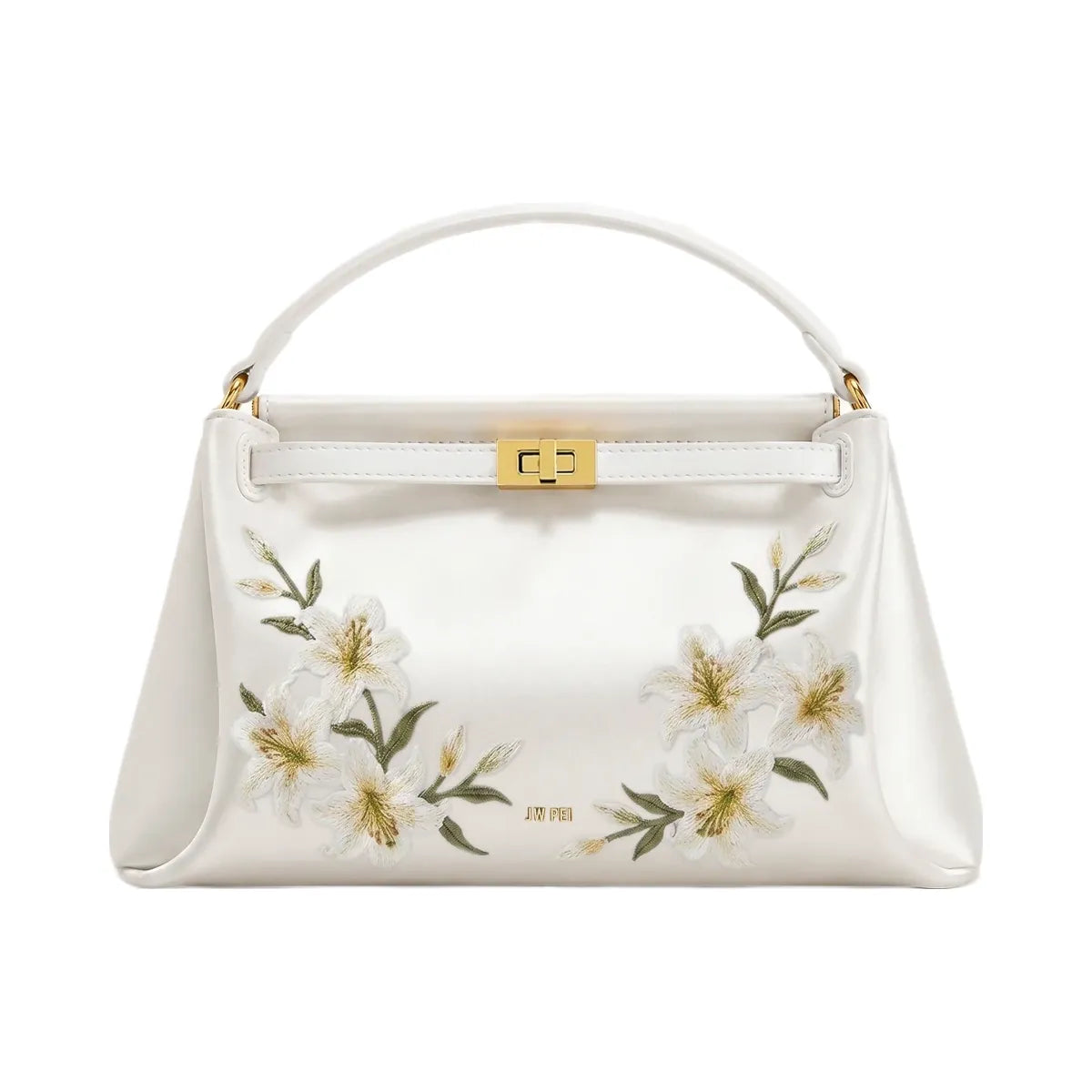 JW PEI Carmen Lily Embroidery Top Handle Bag Ivory White