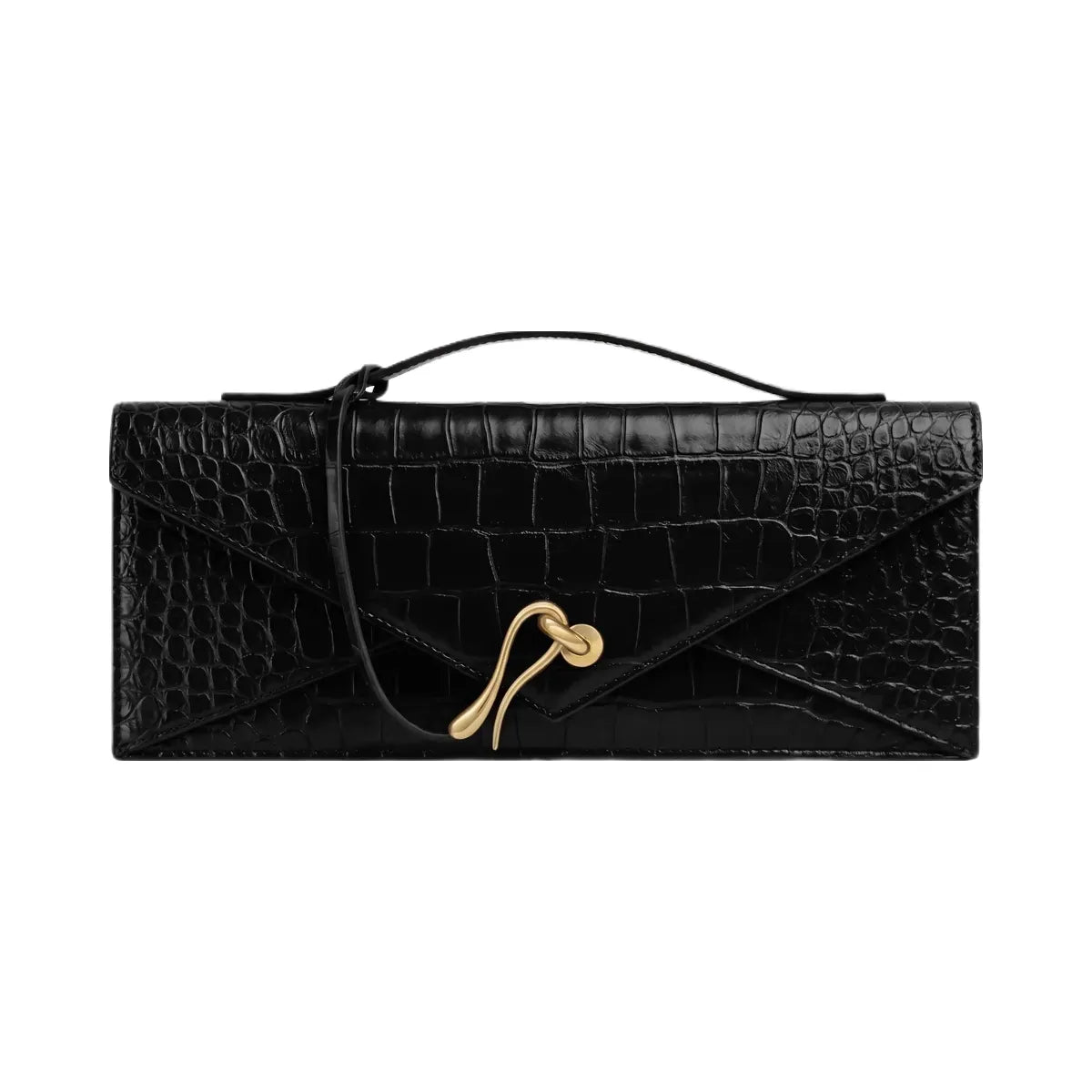 JW PEI Celeste Envelope Top Handle Bag Black Croc