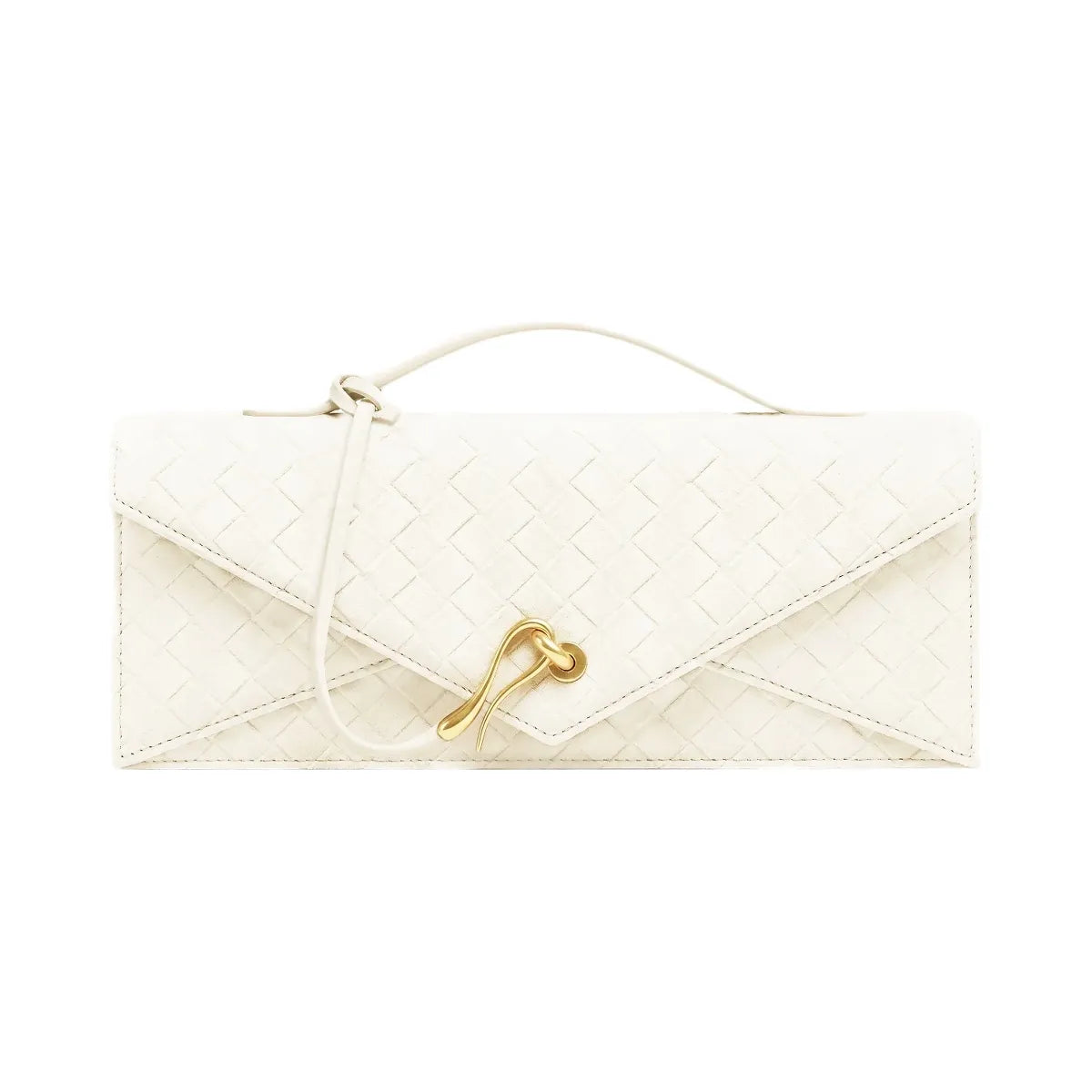 JW PEI Celeste Faux Suede Woven Textured Envelope Top Handle Bag White