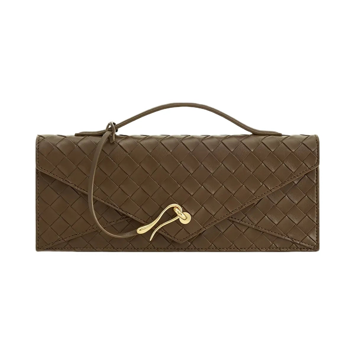JW PEI Celeste Woven Textured Envelope Top Handle Bag Mocha Brown