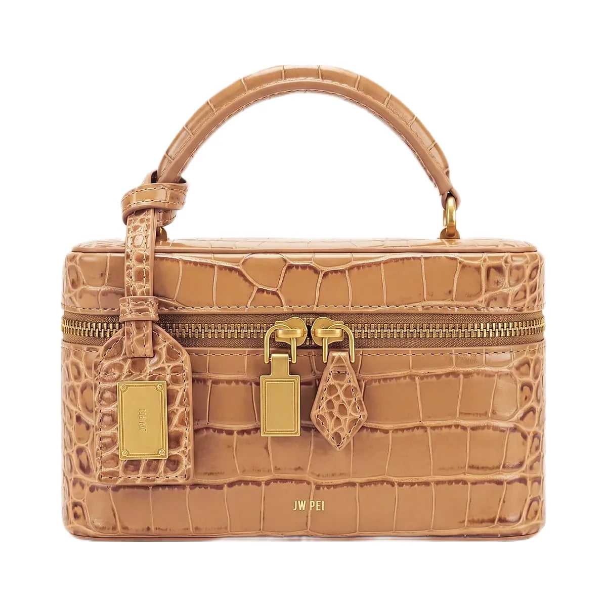 JW PEI Cleo Box Shape Top Handle Bag Brown Croc