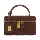 JW PEI Cleo Faux Suede Box Shape Top Handle Bag Chocolate Brown