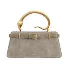 JW PEI Elena Snake Handle Faux Suede Top Handle Bag Taupe