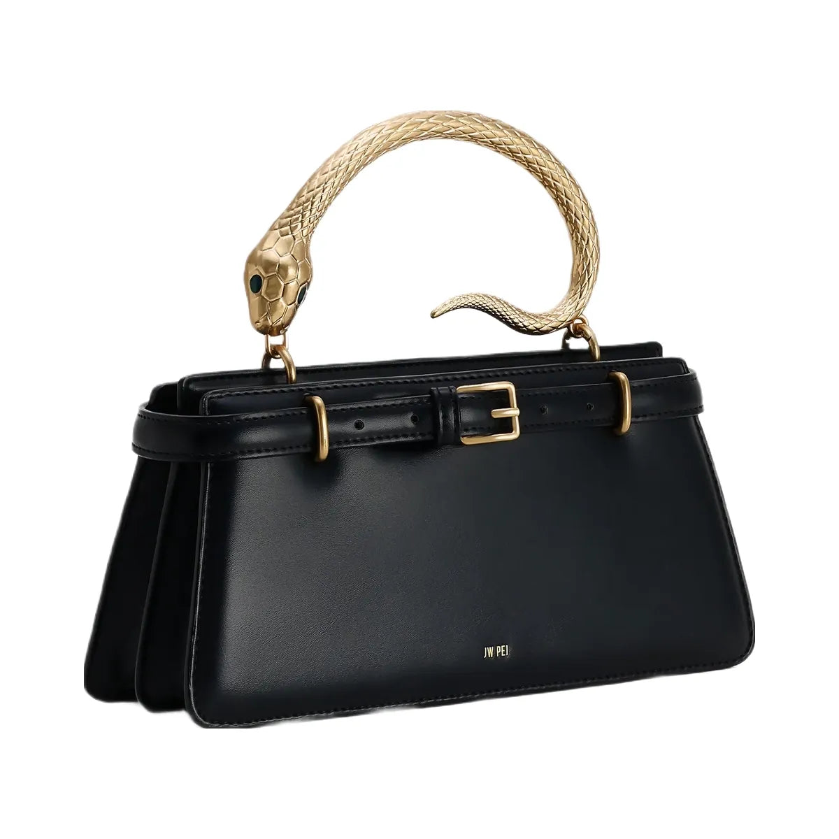 JW PEI Elena Snake Handle Top Handle Bag Black