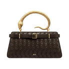 JW PEI Elena Snake Handle Woven Texture Top Handle Bag Espresso