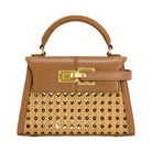 JW PEI Elise Faux Bamboo Woven Top Handle Bag Brown