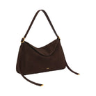 JW PEI Elowen Faux Suede Flap Shoulder Bag Dark Brown