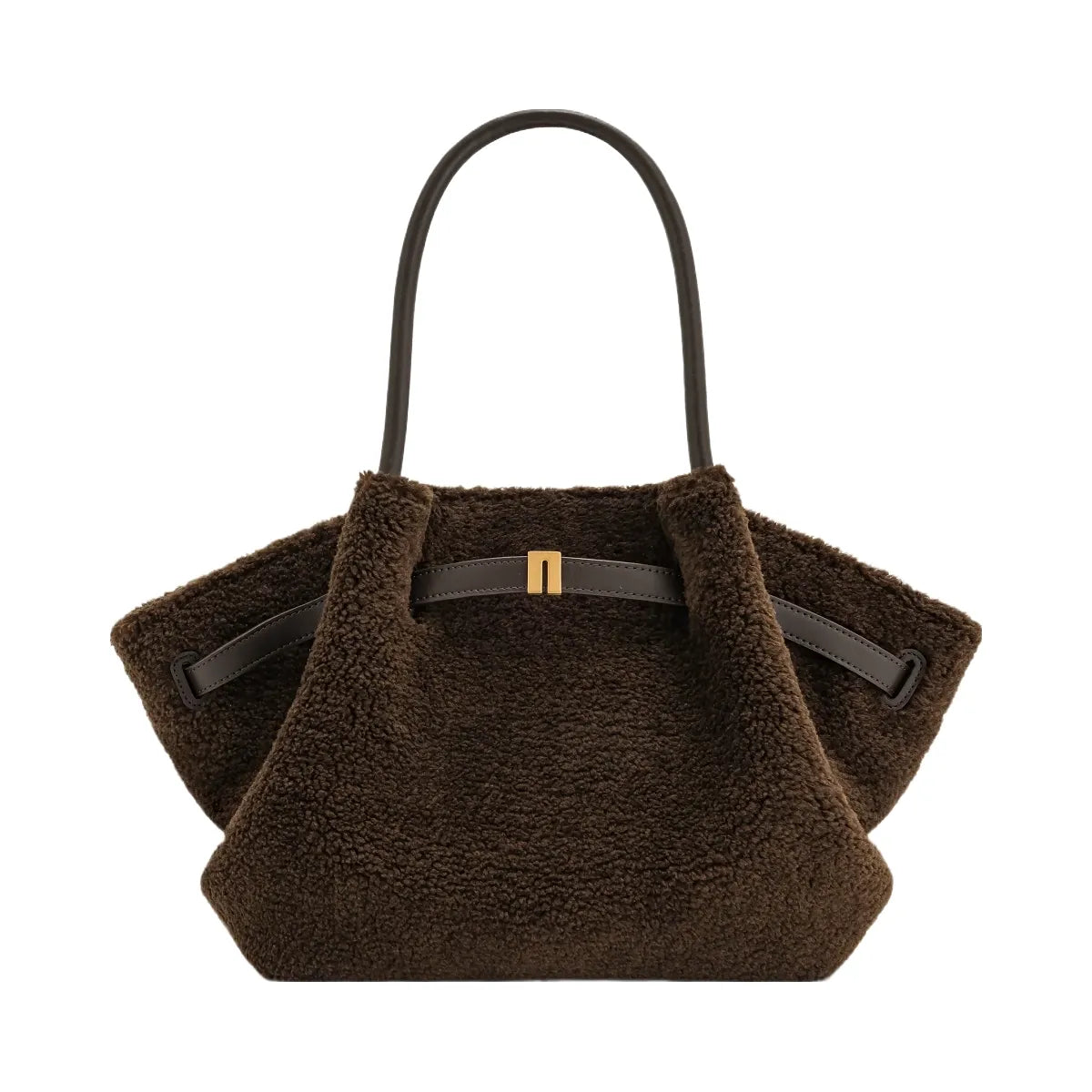 JW PEI Hana Medium Faux Fur Tote Bag Mocha Brown