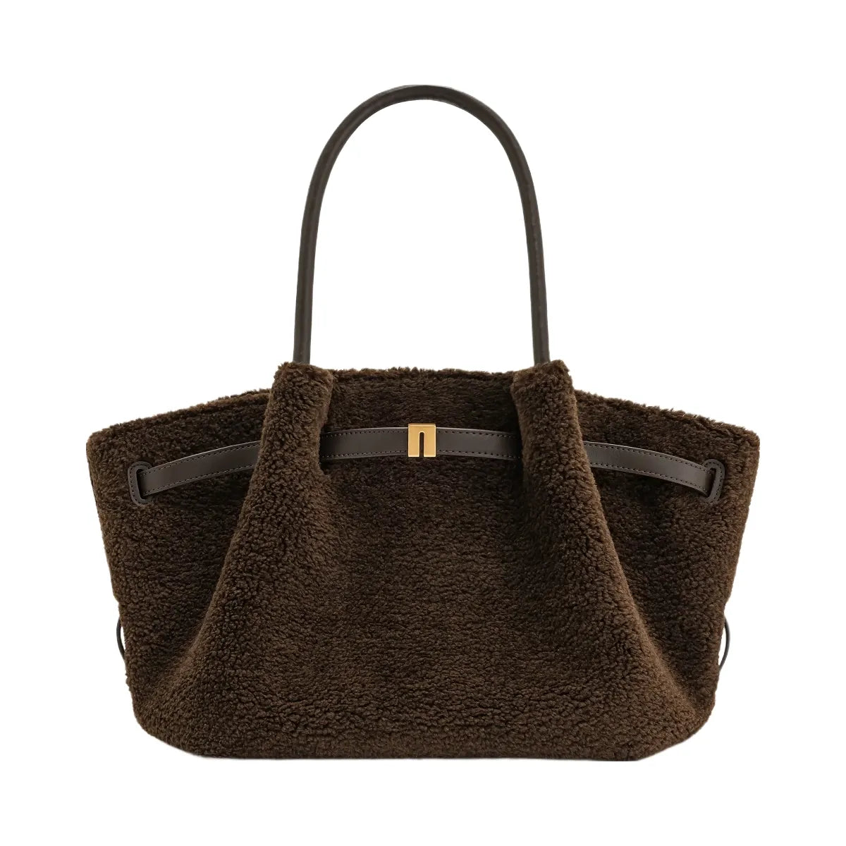 JW PEI Hana Medium Faux Fur Tote Bag Mocha Brown