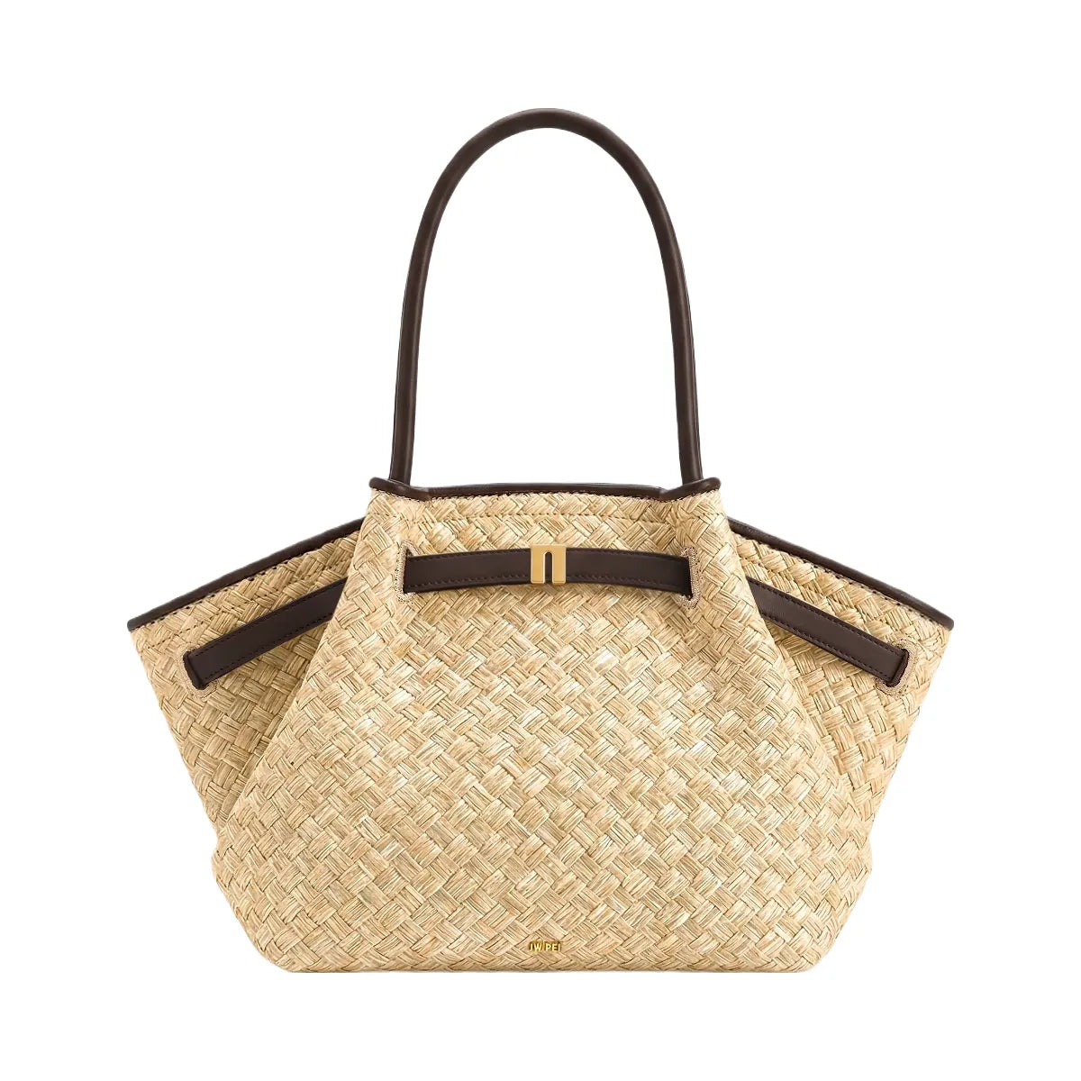 JW PEI Hana Medium Faux Straw Tote Bag Brown