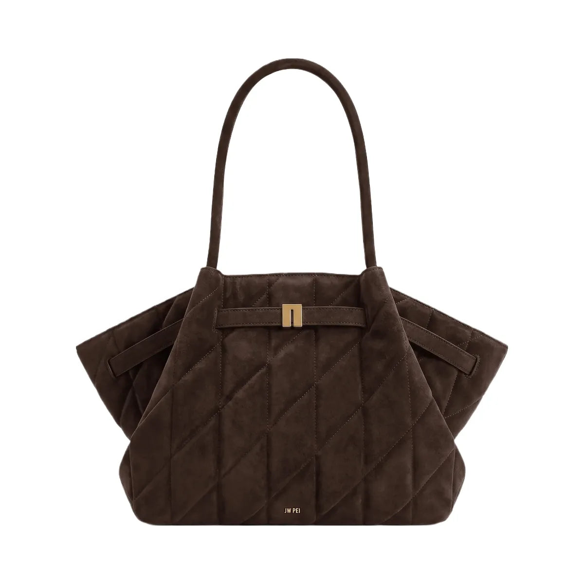 JW PEI Hana Medium Faux Suede Tote Bag Coffee Brown