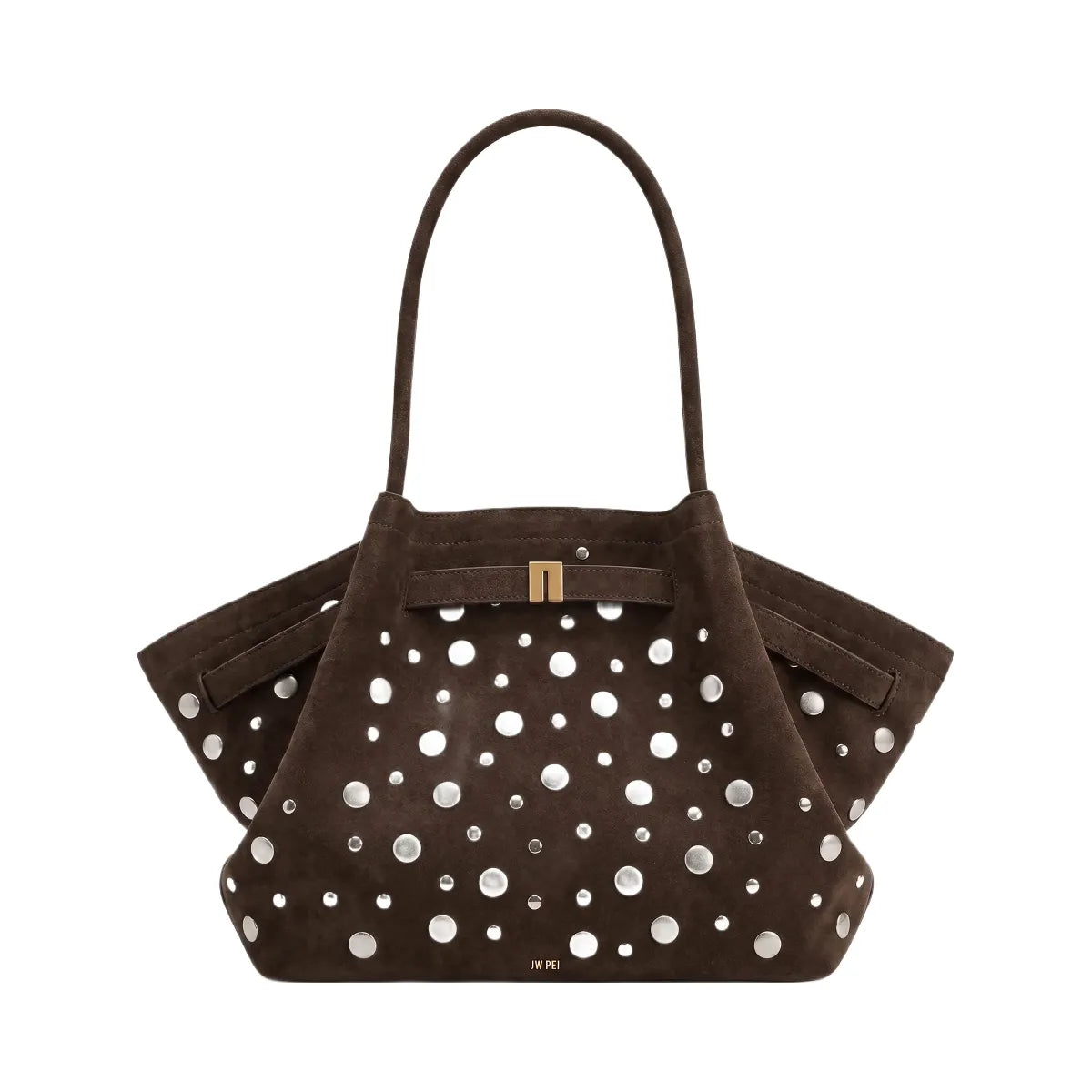 JW PEI Hana Medium Faux Suede Tote Bag Dark Brown