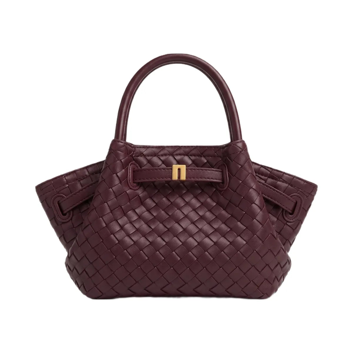 JW PEI Hana Mini Woven Tote Bag Dark Burgundy